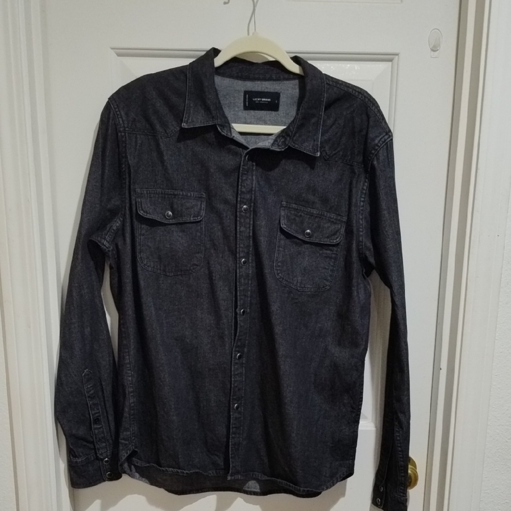 Lucky Brand Gray Casual Button Down Shirt